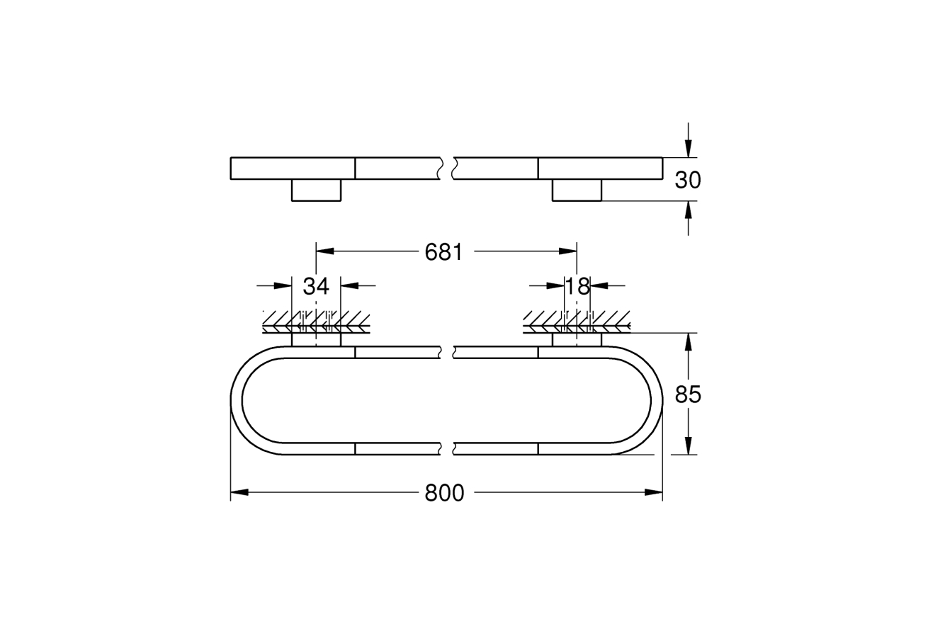 Держатель для полотенца GROHE Selection, 800 мм, никель глянец (41058EN0)