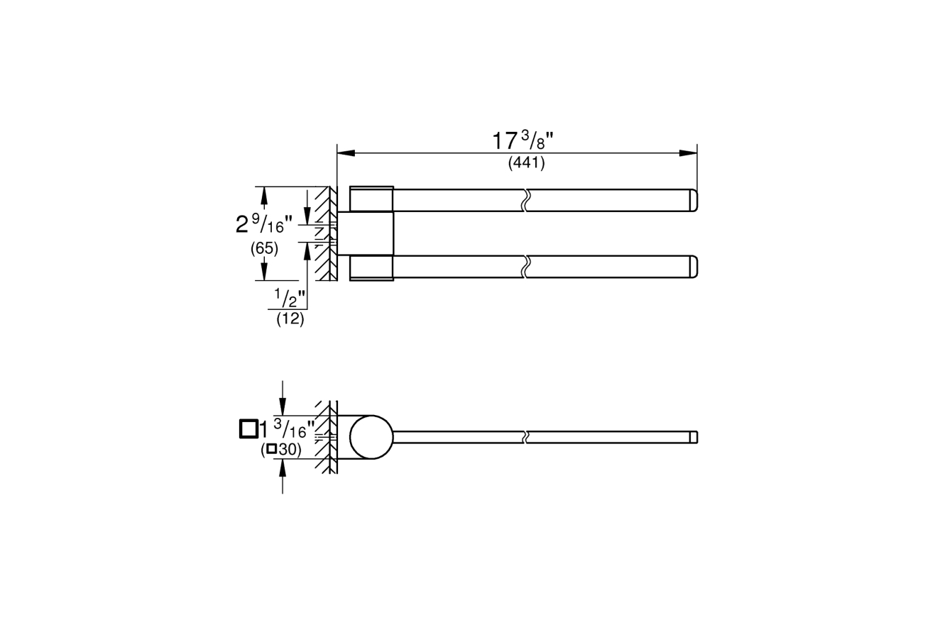Держатель для полотенца GROHE Selection, двойной, поворотный, никель матовый (41063EN0)
