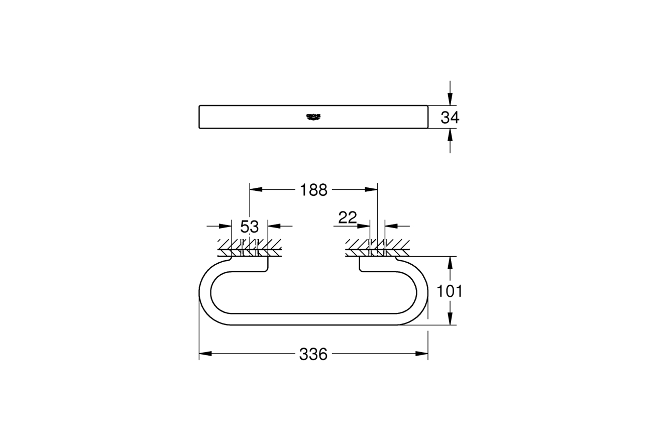 Ручка для ванной GROHE Selection, 300 мм, хром (41064000)