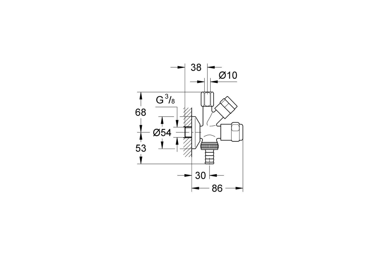 Вентиль угловой GROHE комбинированный 3/8x3/8″ для подключения смесителей, хром (41070000)
