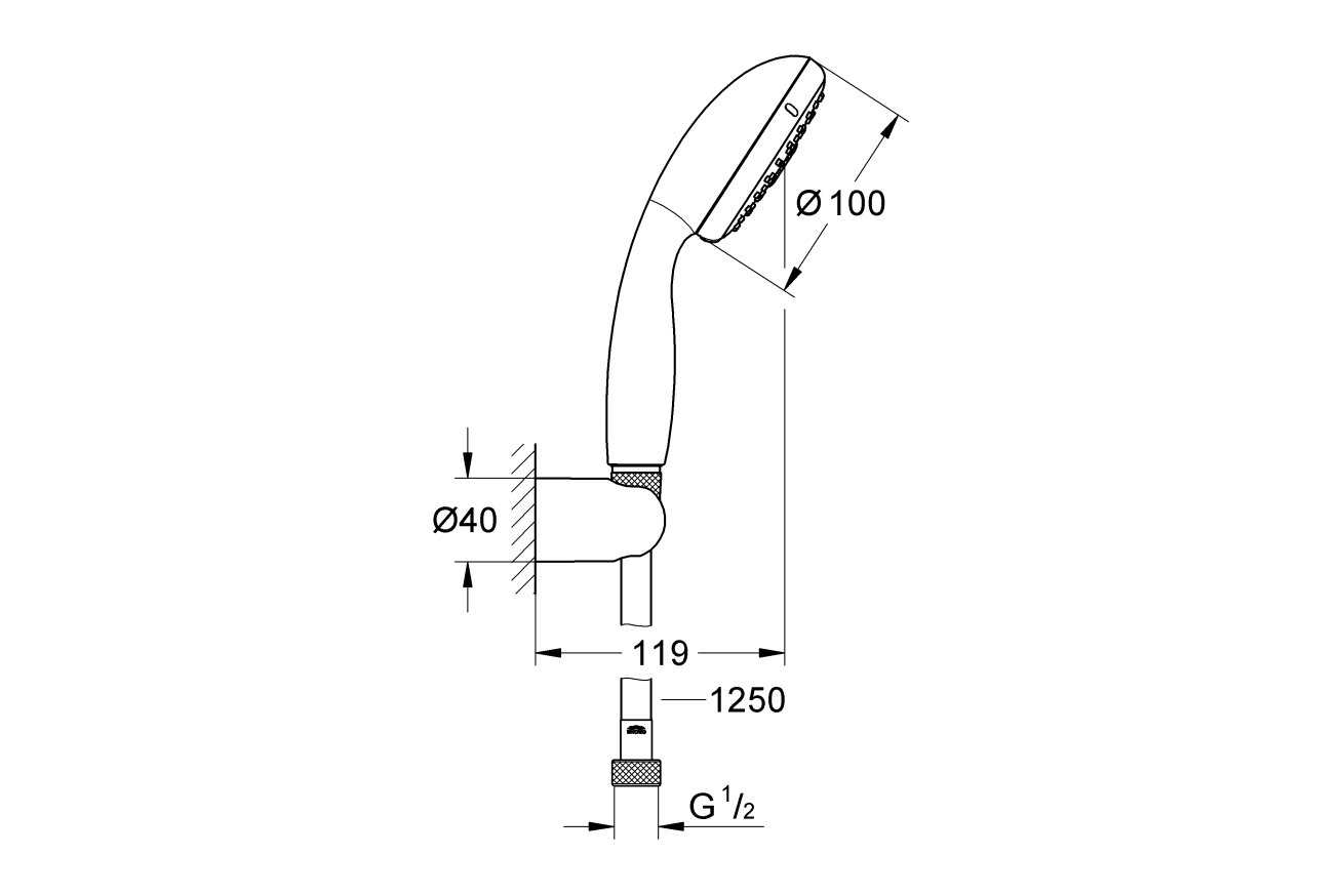 Душевой набор GROHE Tempesta 100, 2 режима, 1250 мм, 9,5 л/мин, хром (27799001)