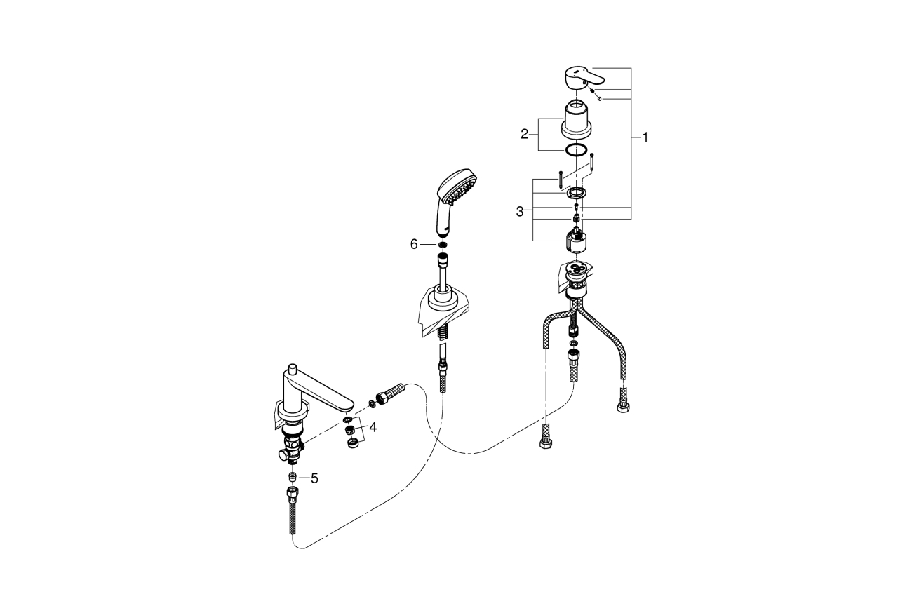 Смеситель для ванны GROHE BauEdge, хром (2511700A)
