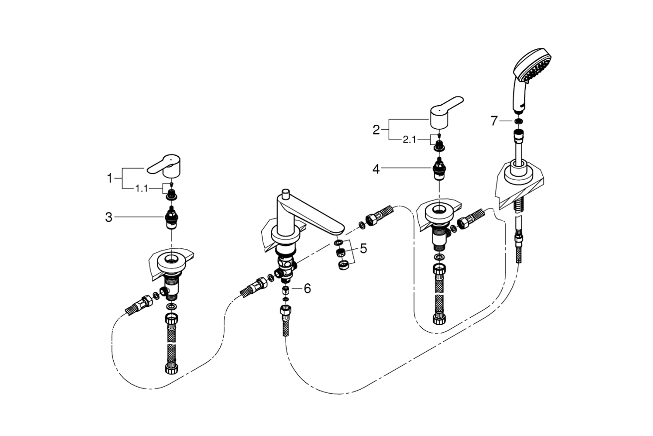 Смеситель для ванны GROHE BauEdge, хром (2512000A)