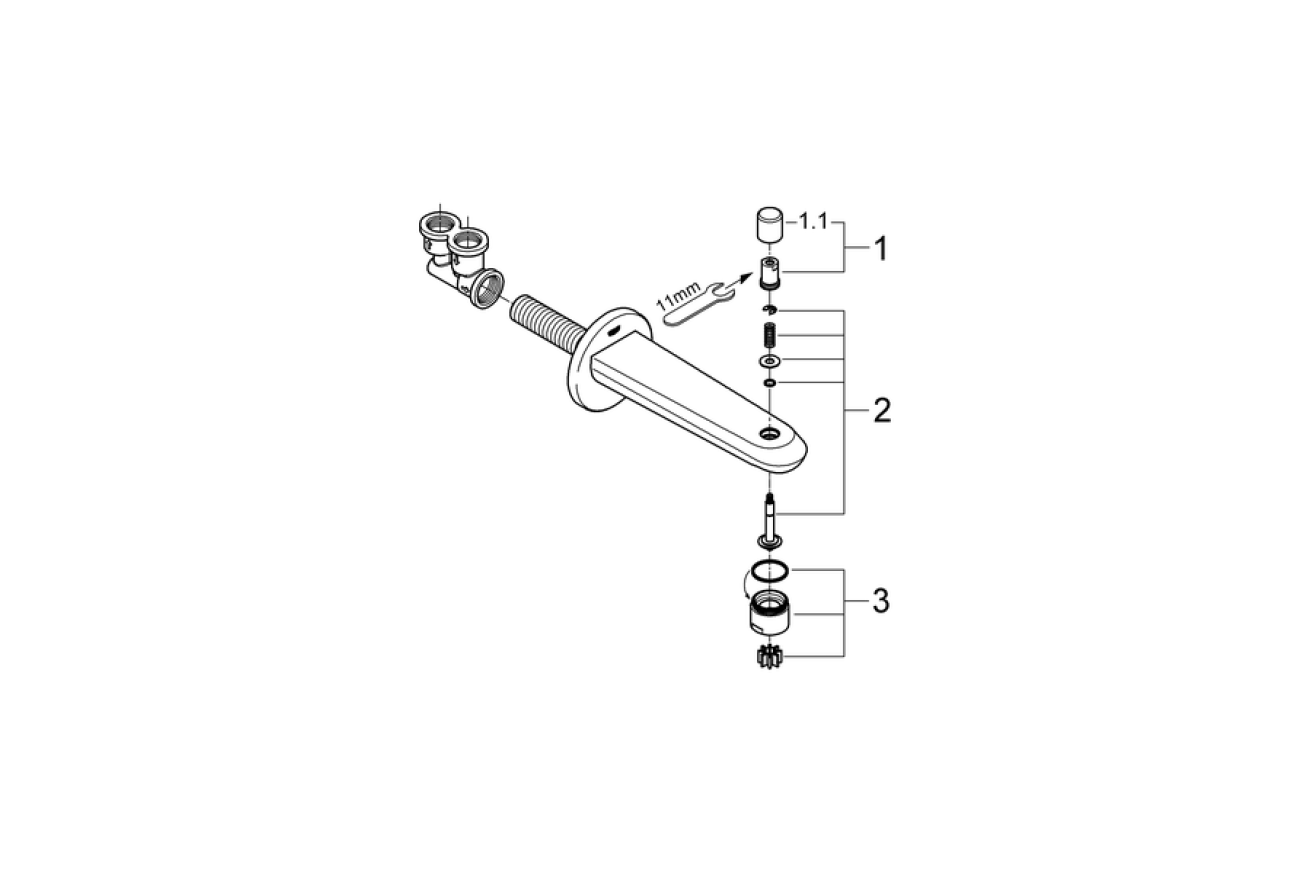 Излив для ванны GROHE Eurodisc Cosmopolitan с переключателем ванна/душ, хром (13279002)