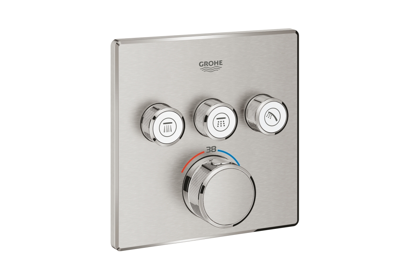 Внешняя часть термостата для ванны и душа GROHE Grohtherm SmartControl на 3 потребителя, суперсталь (29126DC0)