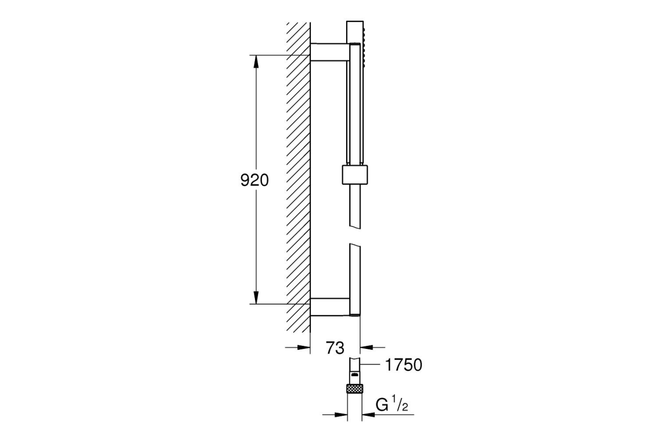 Душевой гарнитур GROHE Euphoria Cube Stick, 1 режим струи, душевая штанга 900 мм, 15 л/мин, хром (27700000)