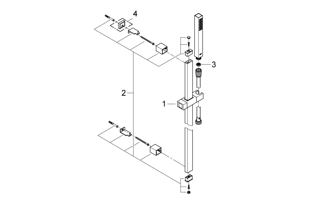 Душевой гарнитур GROHE Euphoria Cube Stick, 1 режим струи, душевая штанга 900 мм, 15 л/мин, хром (27700000)