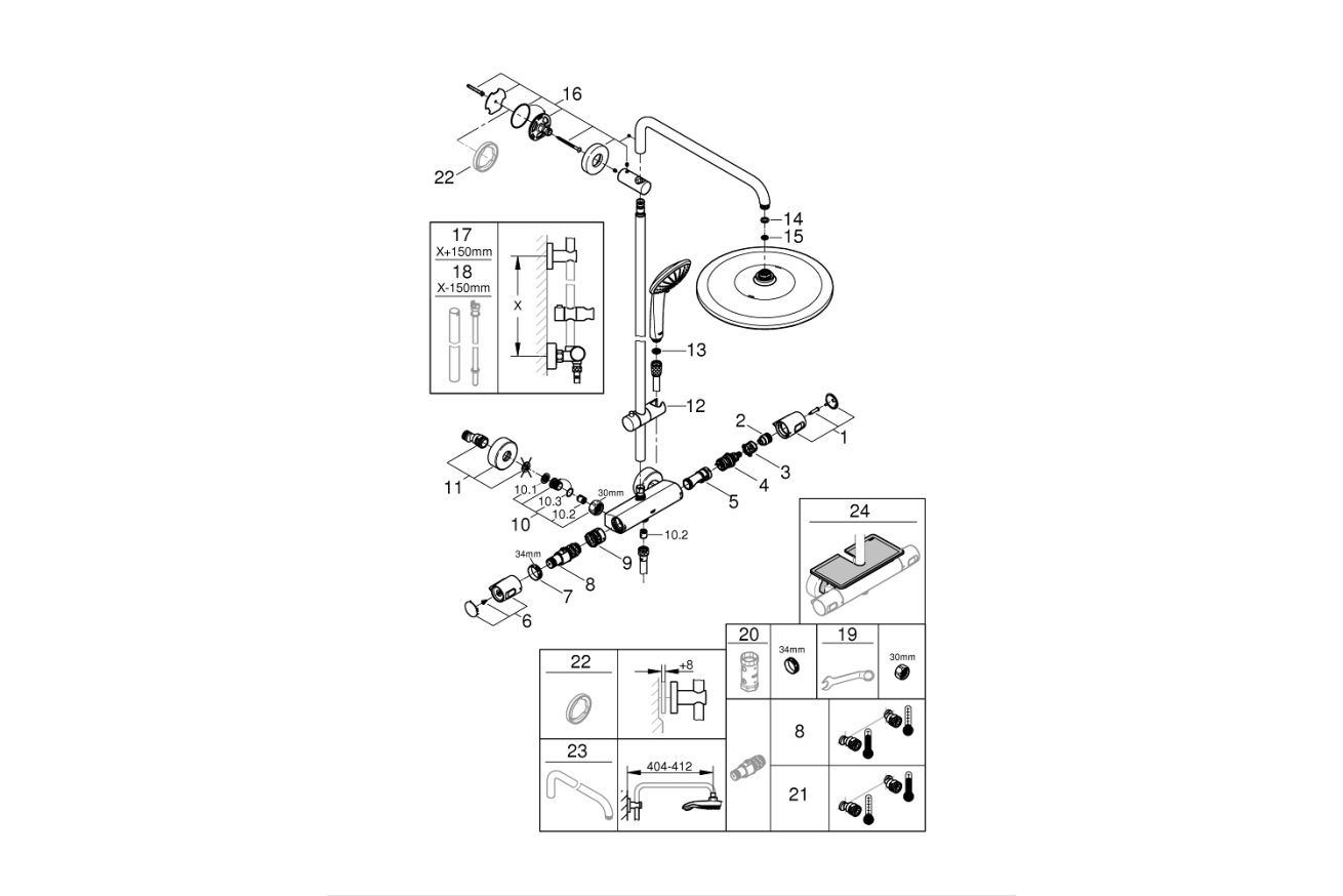 Душевая система GROHE Euphoria System 310 с термостатом для душа, хром (26075001)