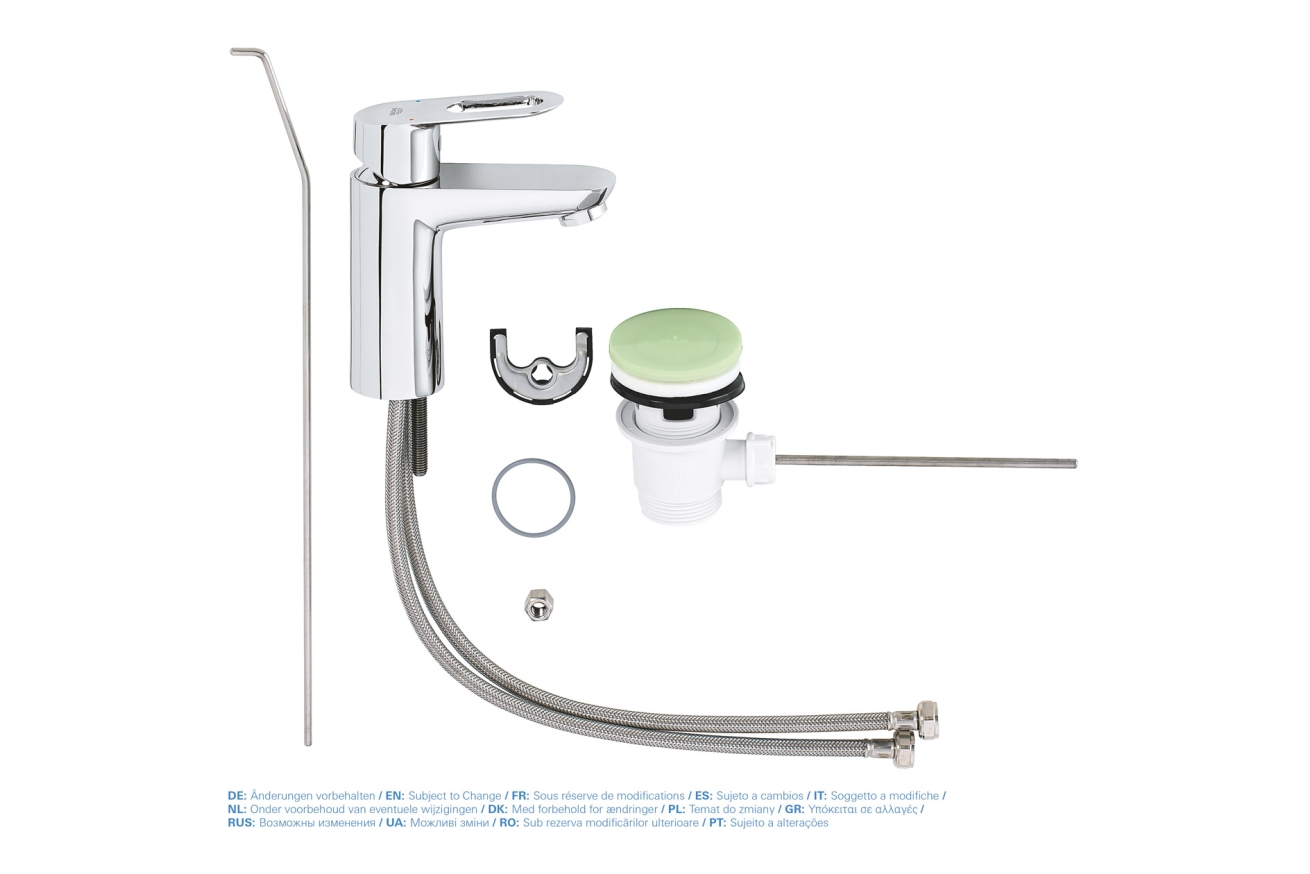Смеситель для раковины GROHE BauLoop с донным клапаном, хром (23335000)