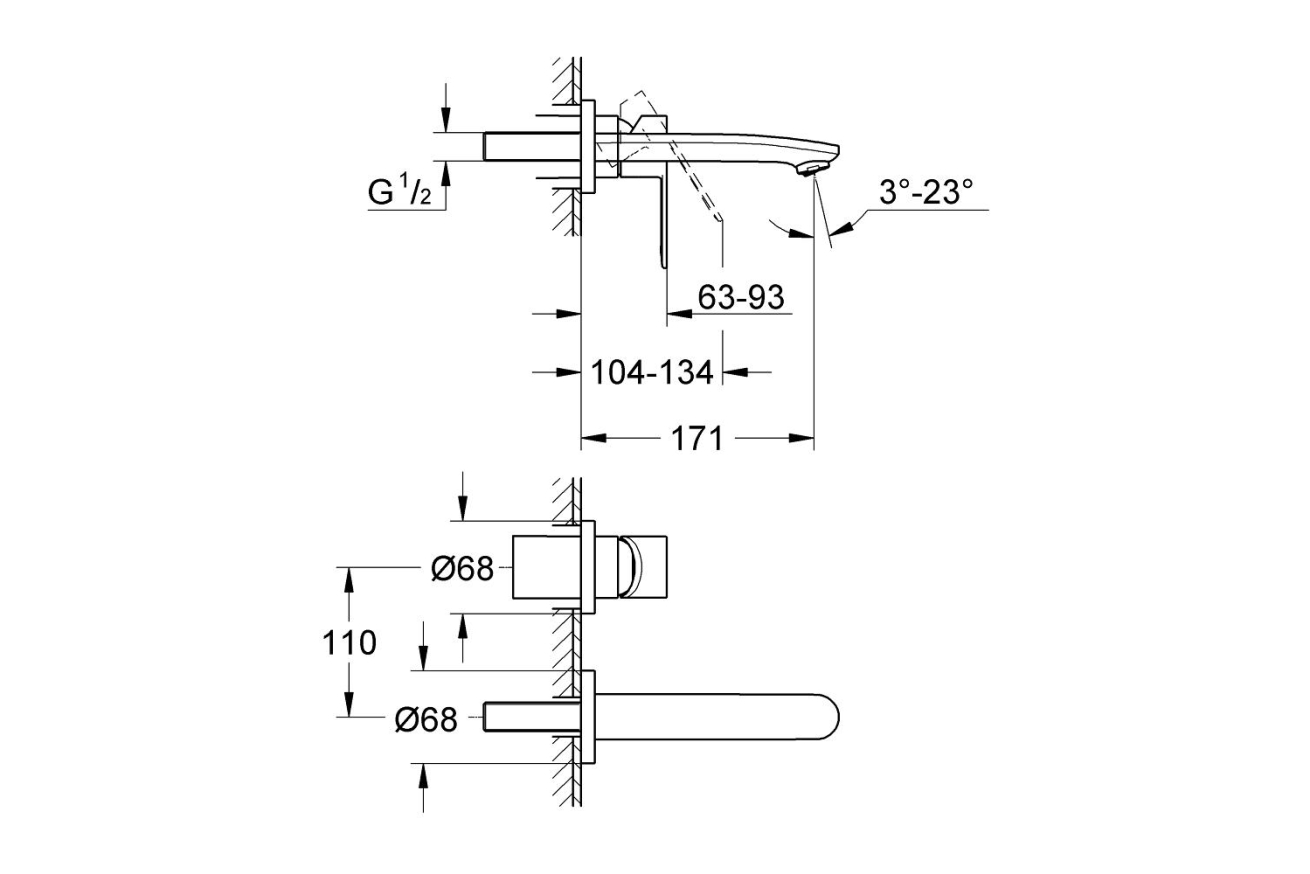 Внешняя часть смесителя для раковины GROHE Eurostyle Cosmopolitan, S-Size, хром (19571002)