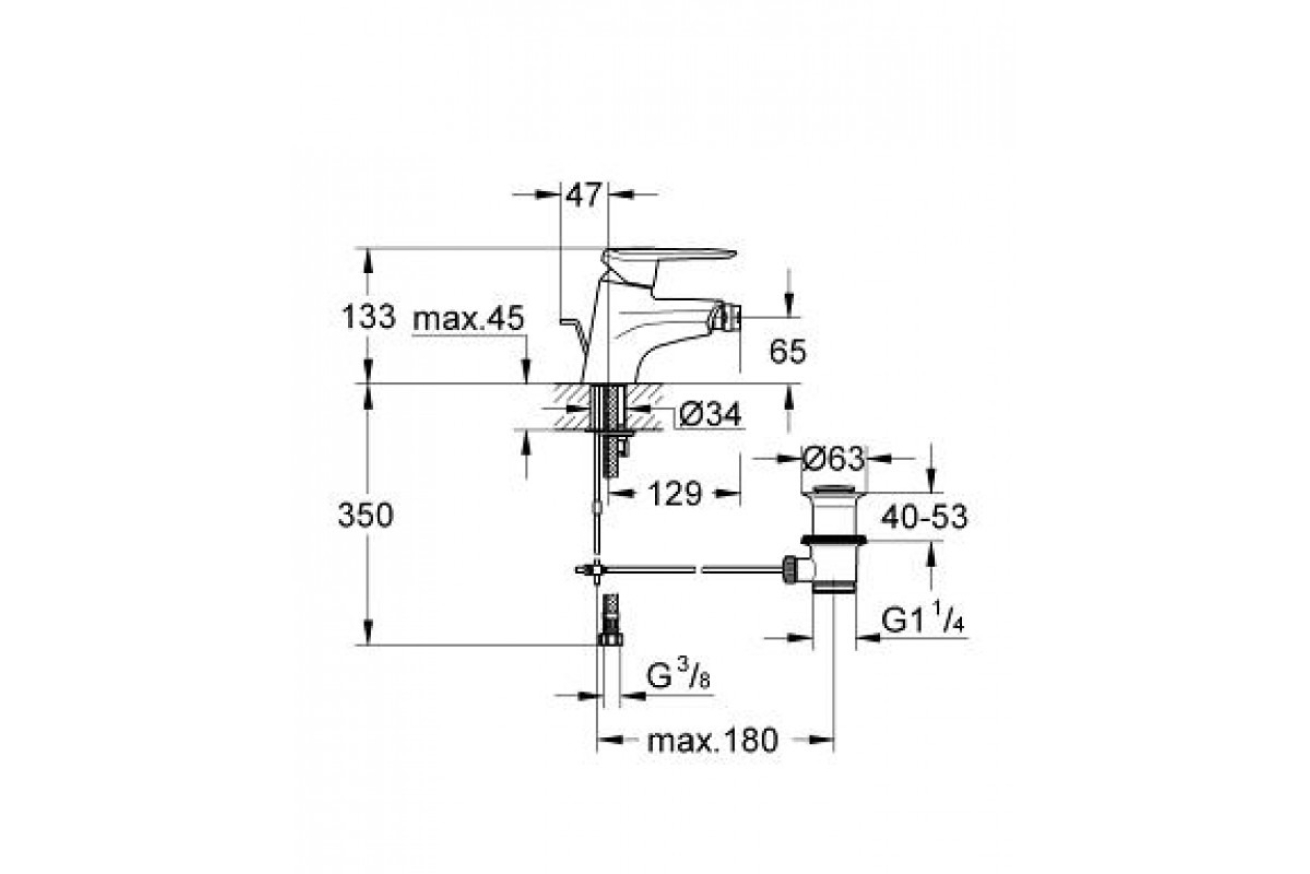 Смеситель для биде GROHE Touch с донным клапаном, S-size, хром (32556000)