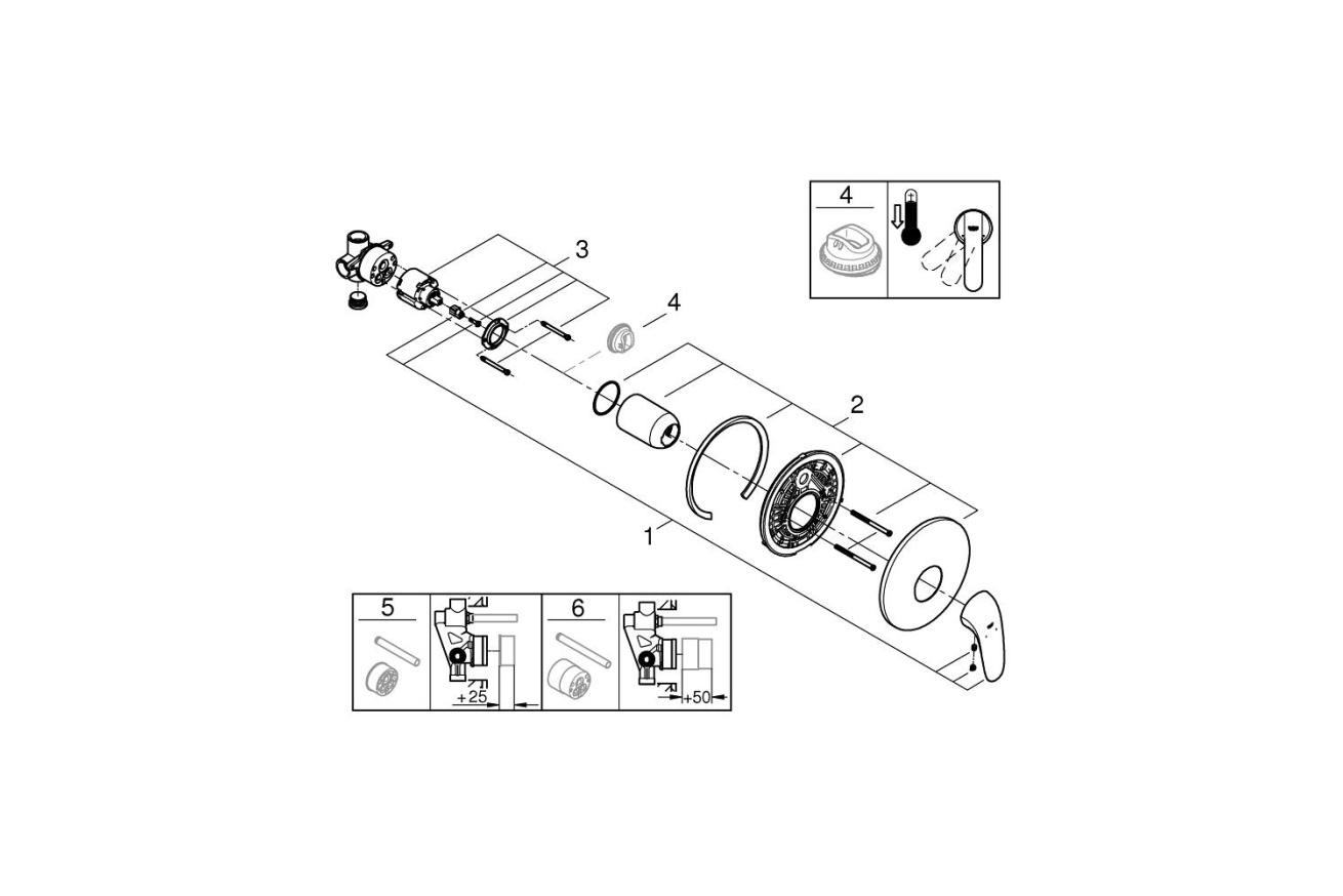 Смеситель для душа GROHE Eurostyle в комплекте с монтажной частью, хром (23725003)