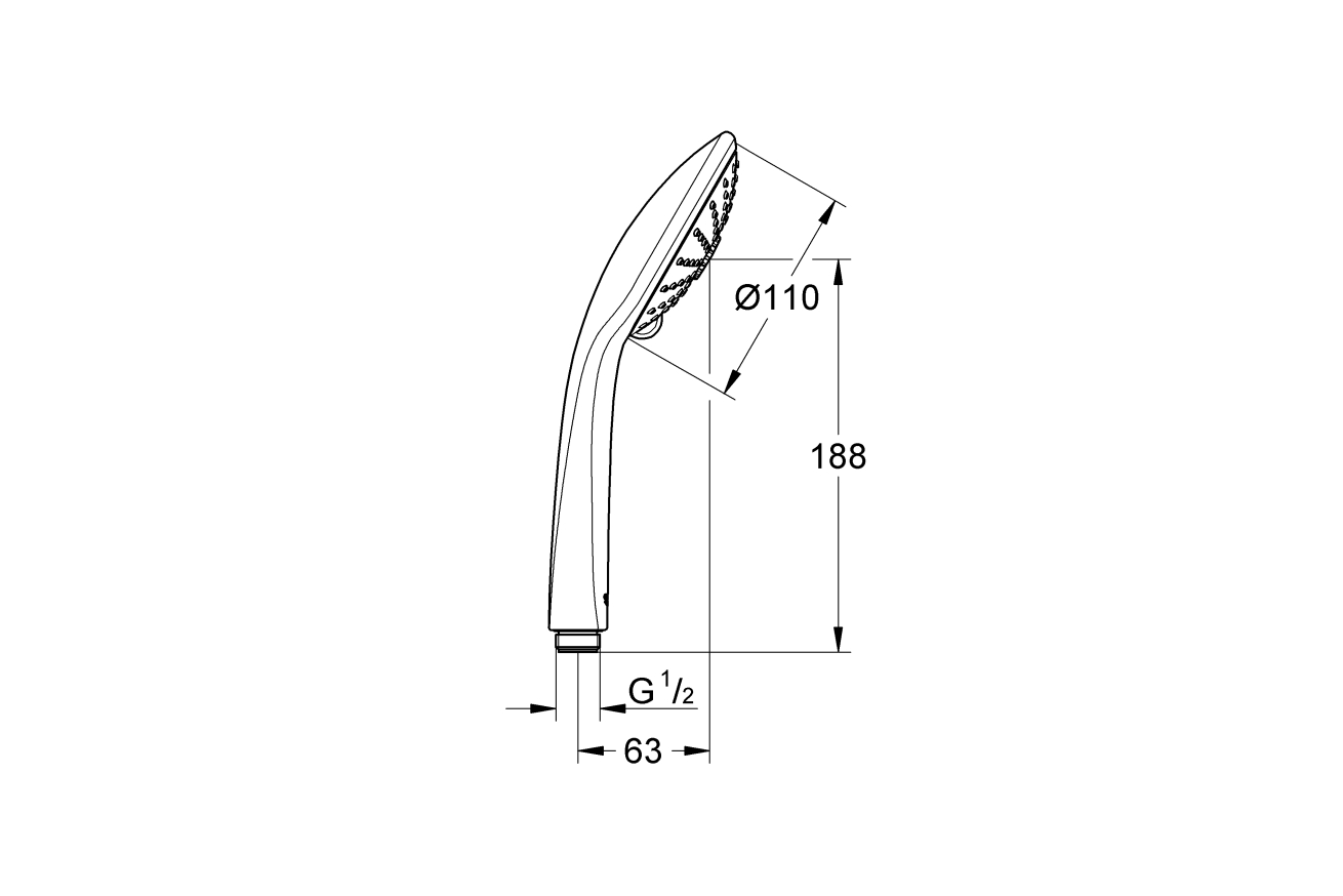 Ручной душ GROHE Euphoria 110 Massage, 9,5 л/мин, 3 режима, хром (27239001)