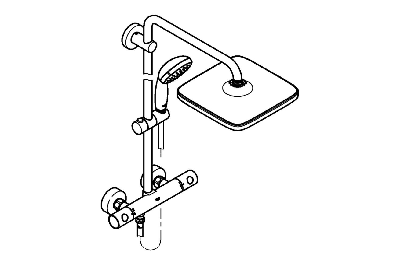 Душевая система GROHE Vitalio Start System 250 Cube с термостатом для душа, хром (26697000)