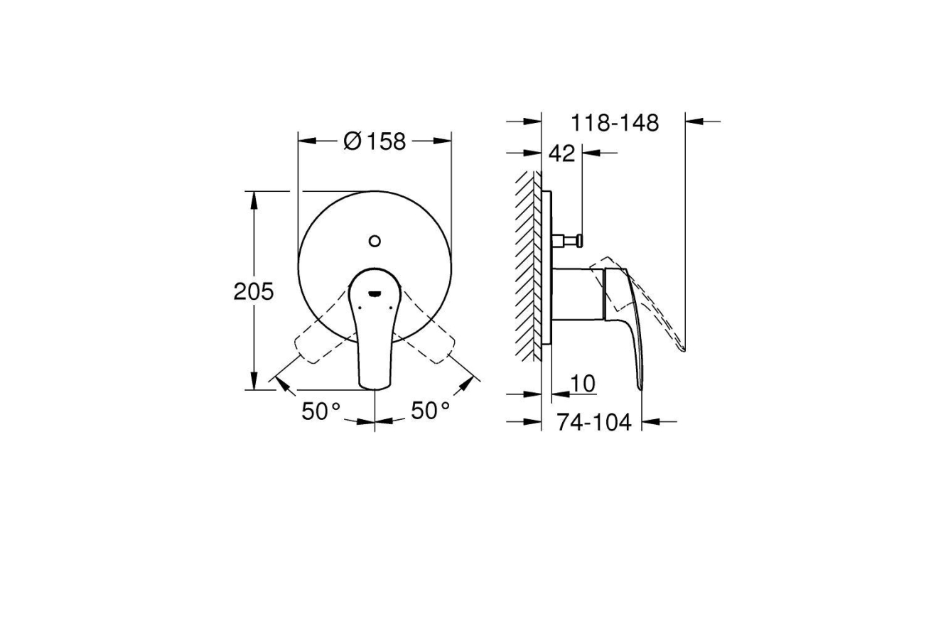 Внешняя часть смесителя для ванны GROHE Eurosmart, хром (24043003)