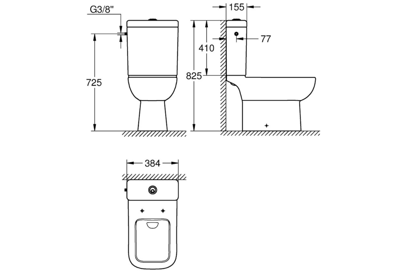 Смывной бачок GROHE Bau Edge (39812000)