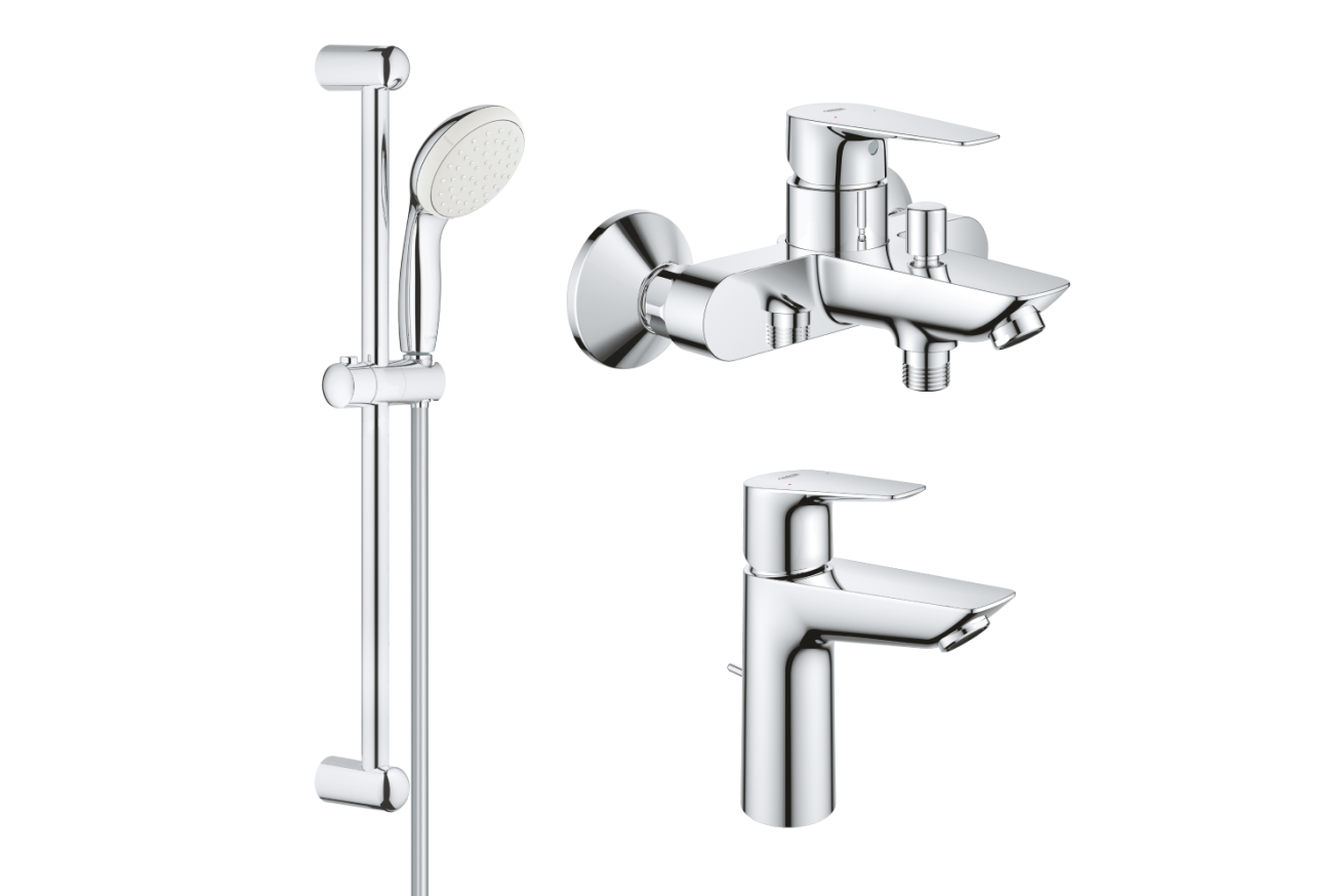 Комплект смесителей GROHE BauEdge с душевым гарнитуром, хром (NB0063)