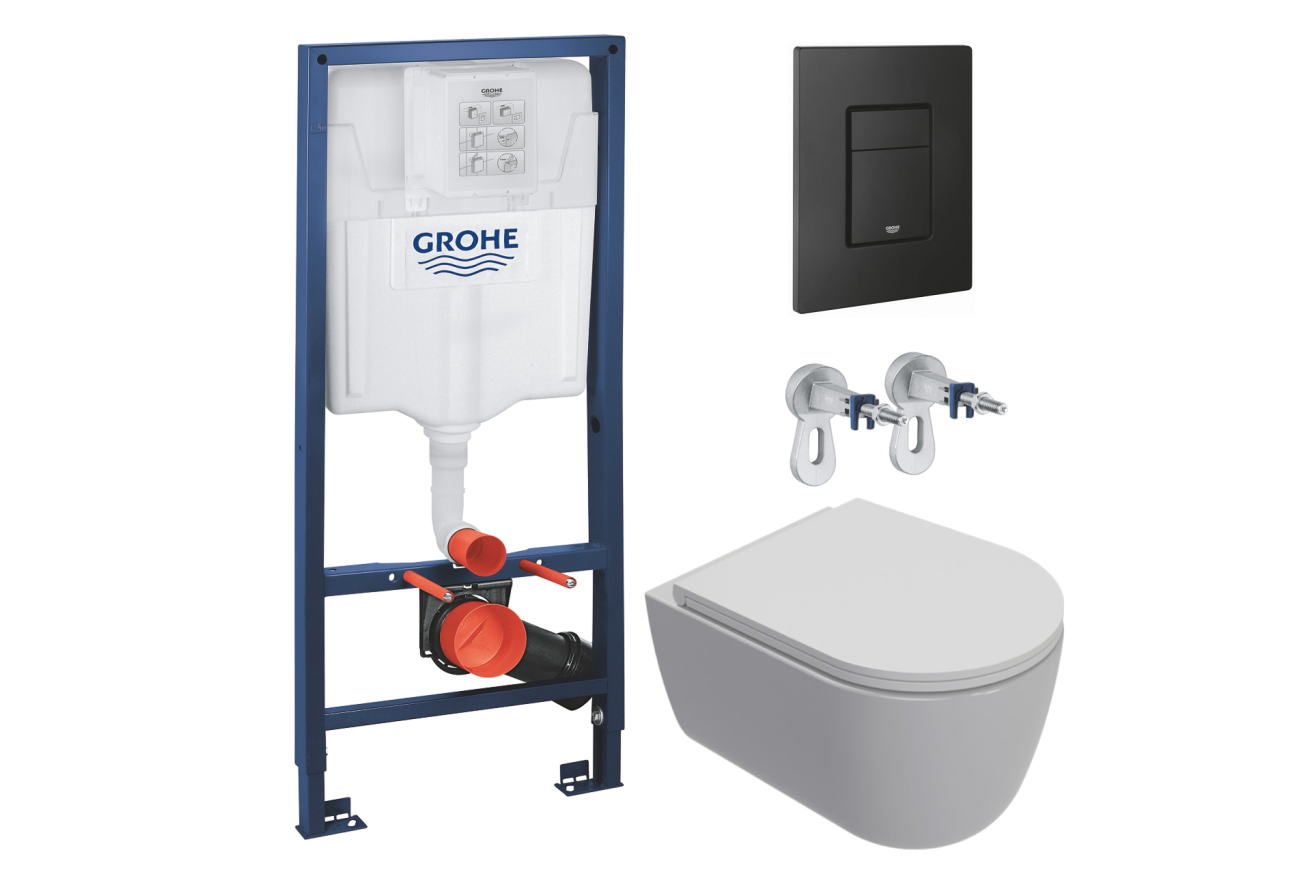 Комплект инсталляции GROHE Solido 38811KF0 с унитазом AQUAme AQM2013PRO и сиденьем с микролифтом, смыв Invisible (NW0304)