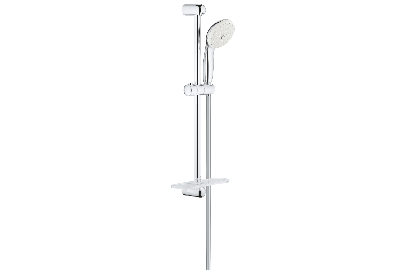 Душевой гарнитур GROHE Tempesta 100 с мыльницей, 3 режима струи, душевая штанга 600 мм, 9,5 л/мин, хром (27927001)