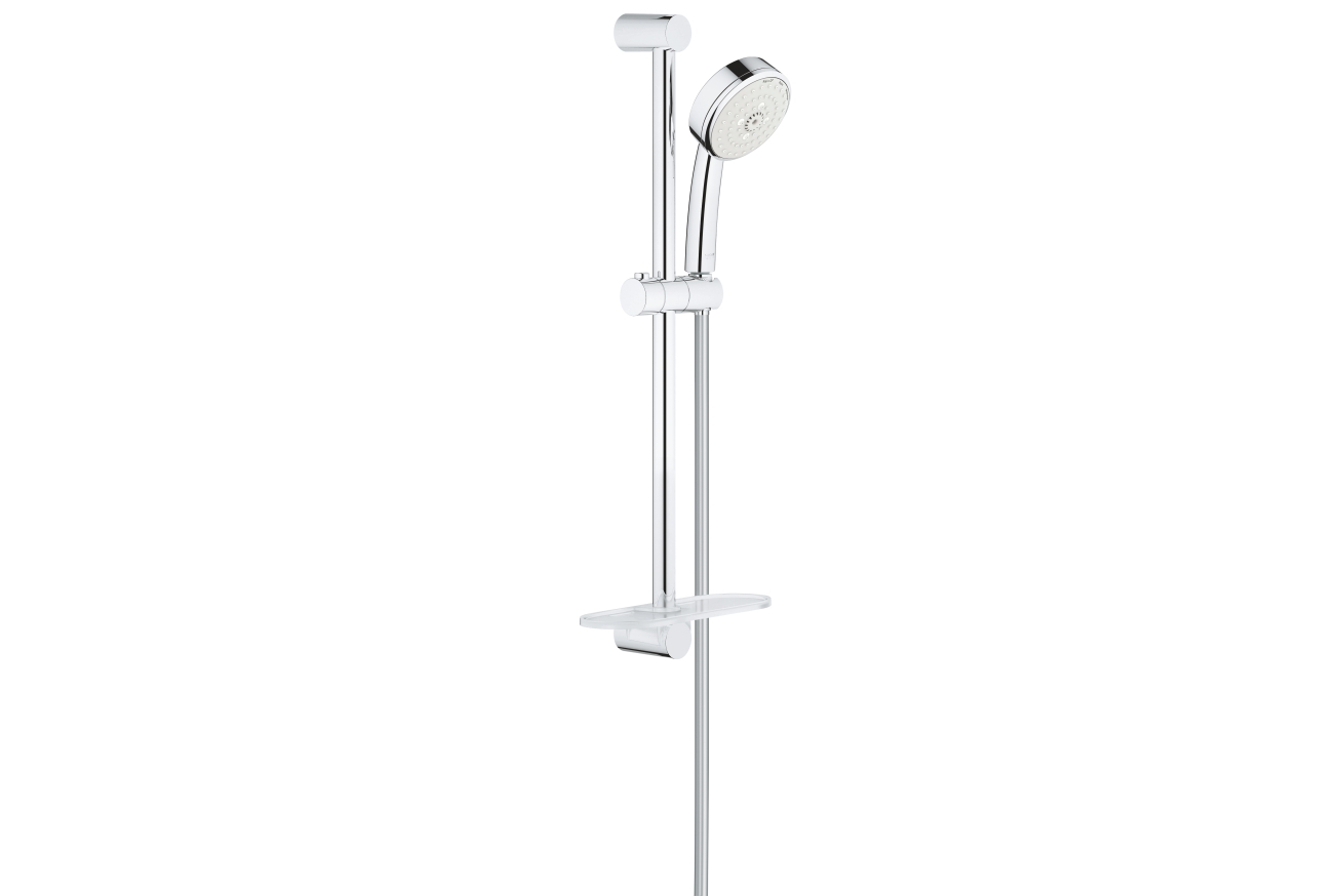 Душевой гарнитур GROHE Tempesta Cosmopolitan 100 с мыльницей, 3 режима струи, душевая штанга 600 мм, 9,5 л/мин, хром (27929002)
