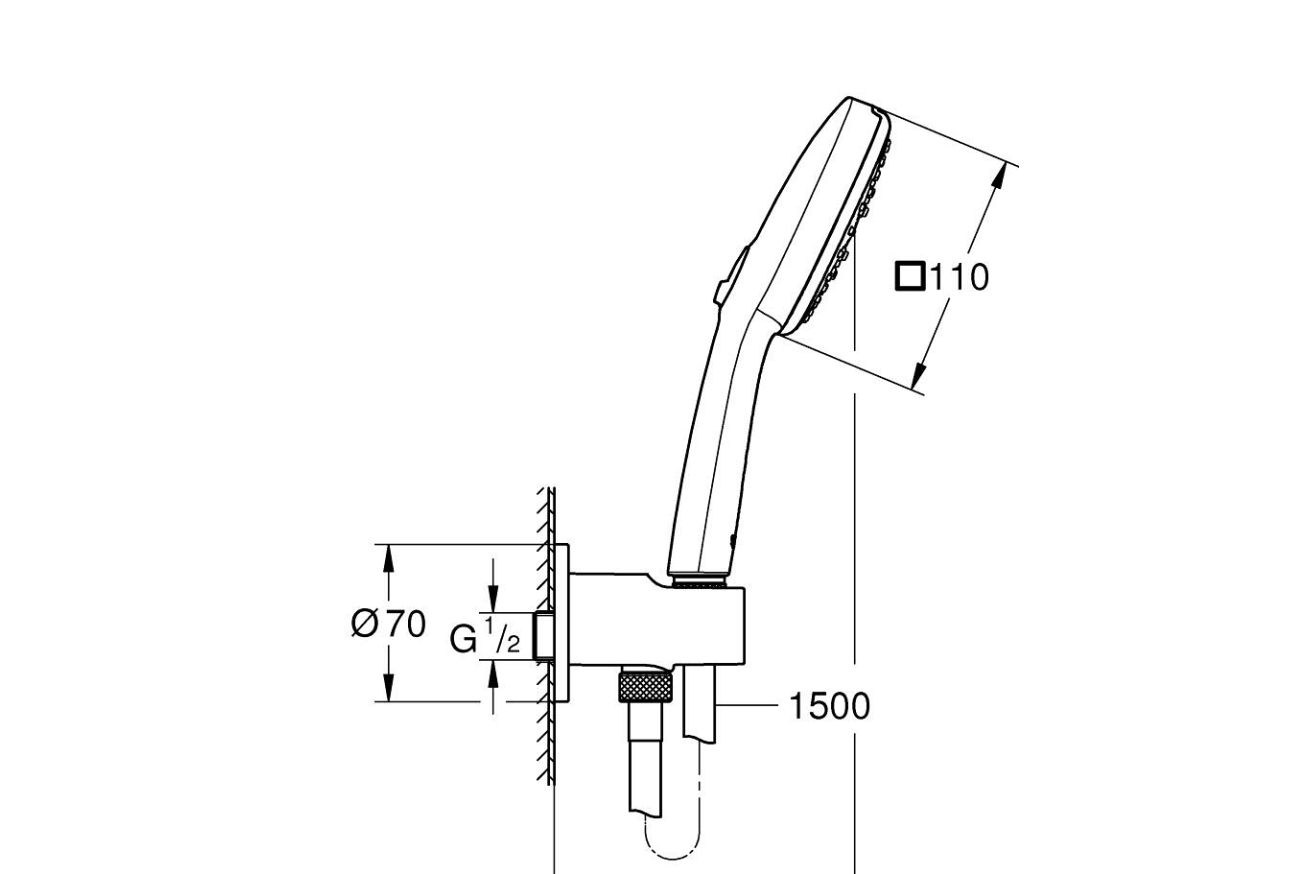 Душевой набор GROHE Tempesta Cube 110, 3 режима, 1500 мм, 7,4 л/мин, черный матовый (269102433)