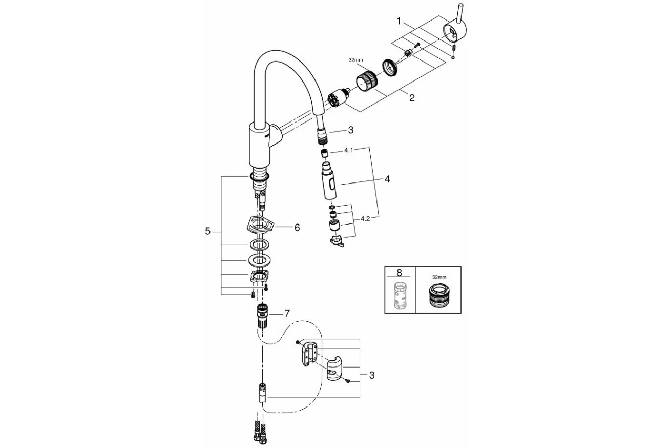 Смеситель для кухни GROHE Concetto, суперсталь (31483DC2)