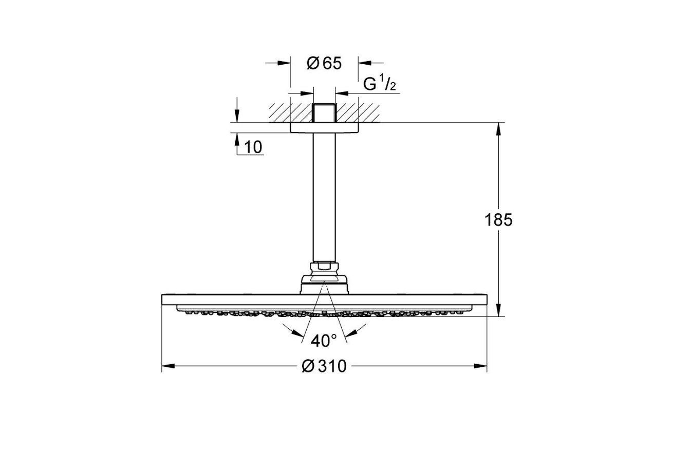 Верхний душ GROHE Rainshower Cosmopolitan 310, 8 л/мин, 1 режим, 142 мм, хром (26067000)