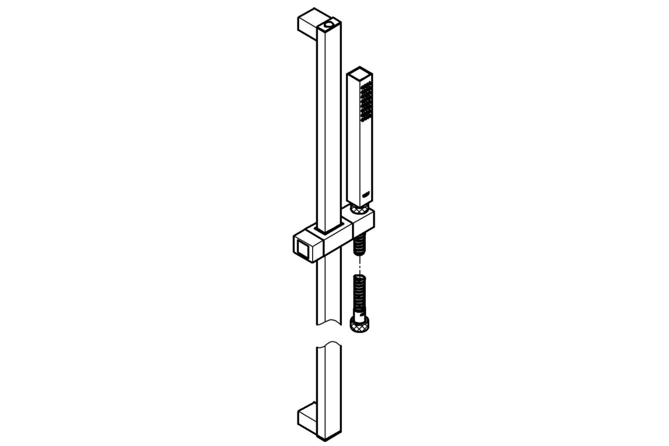 Душевой гарнитур GROHE SPA Euphoria Cube+ Stick, 1 режим струи, душевая штанга 600 мм, 9,5 л/мин, хром (27891000)