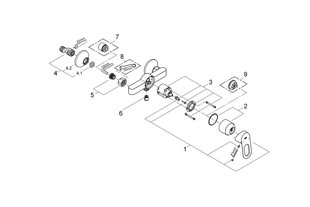 Смеситель для душа GROHE BauLoop, хром (23340000)