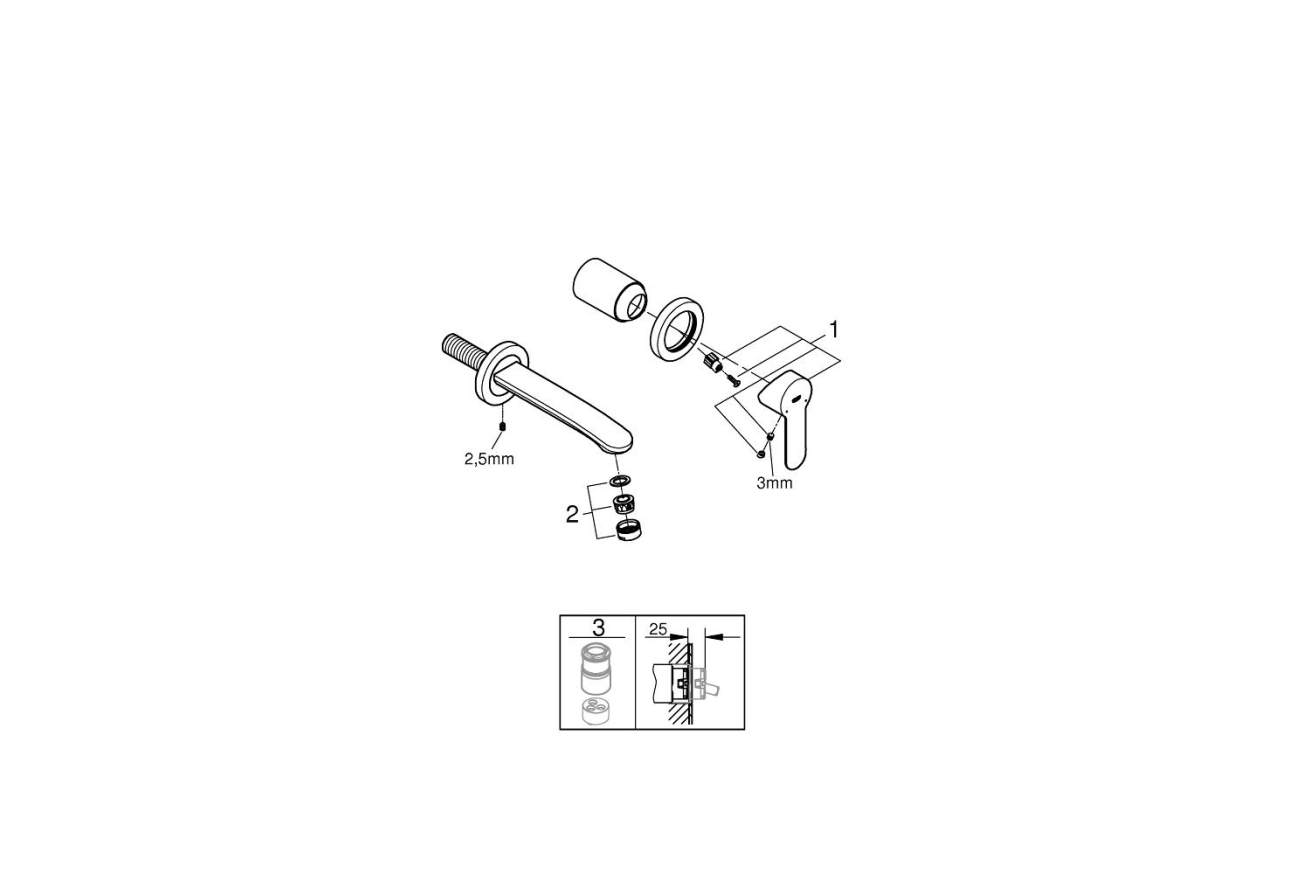 Внешняя часть смесителя для раковины GROHE Eurostyle Cosmopolitan, S-Size, хром (19571002)