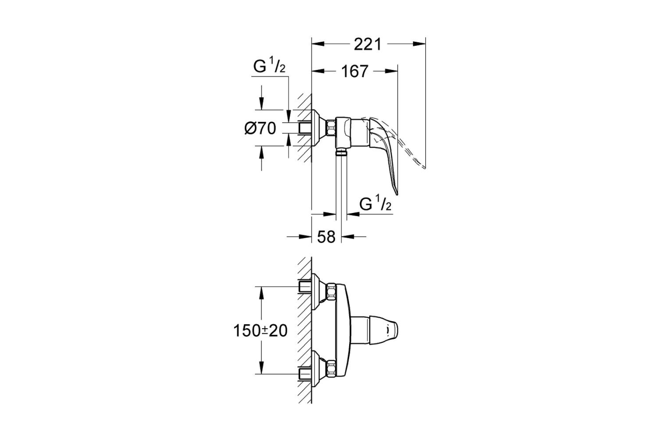 Смеситель для душа GROHE Euroeco Special, хром (32781000)