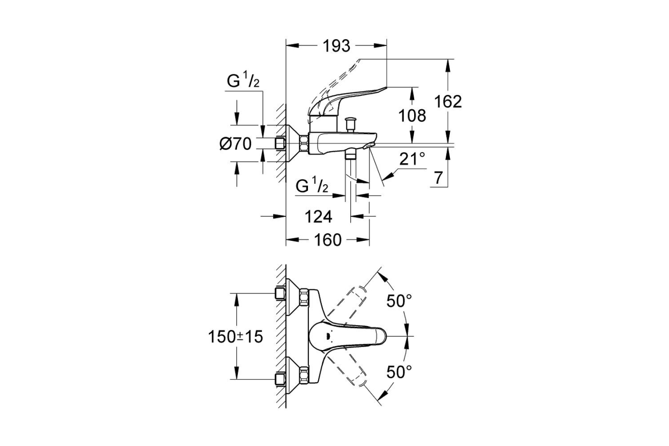 Смеситель для ванны GROHE Euroeco Special, хром (32783000)