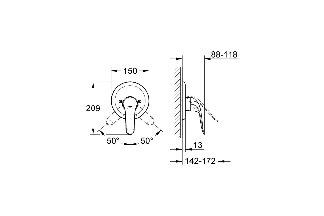 Внешняя часть смесителя для душа GROHE Euroeco Special, хром (32784000)
