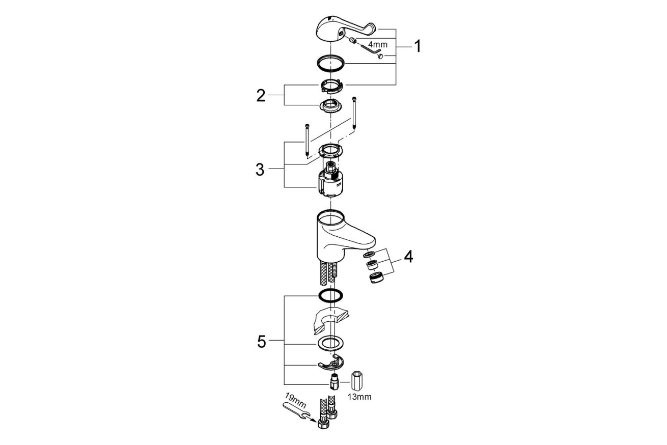 Смеситель для раковины GROHE Euroeco Special безопасный, хром (32789000)