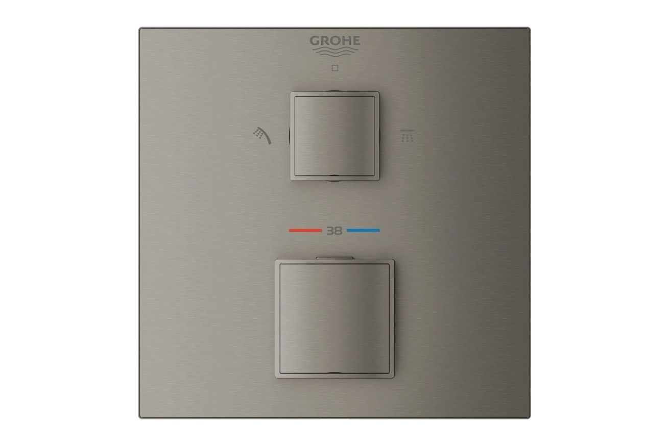Внешняя часть термостата для душа GROHE Grohtherm Cube на 2 потребителя, темный графит матовый (24154AL0)