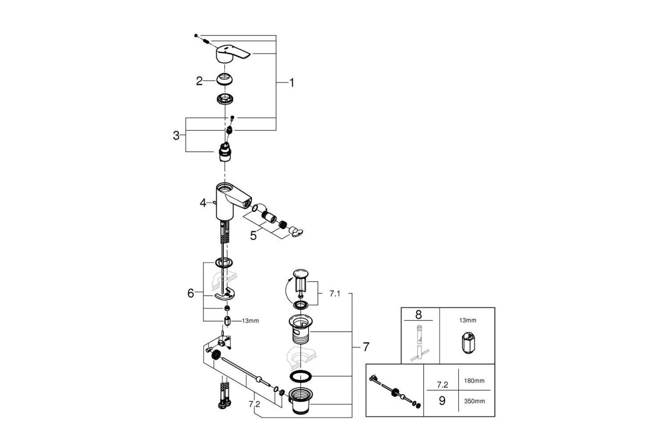 Смеситель для биде GROHE Eurosmart с донным клапаном, S-size, хром (32929003)