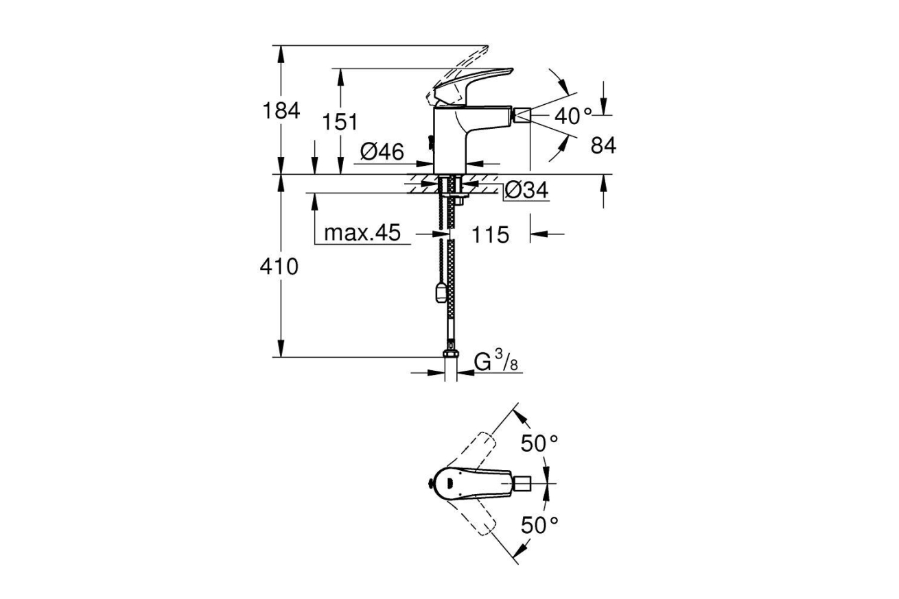 Смеситель для биде GROHE Eurosmart, S-size, хром (32927003)