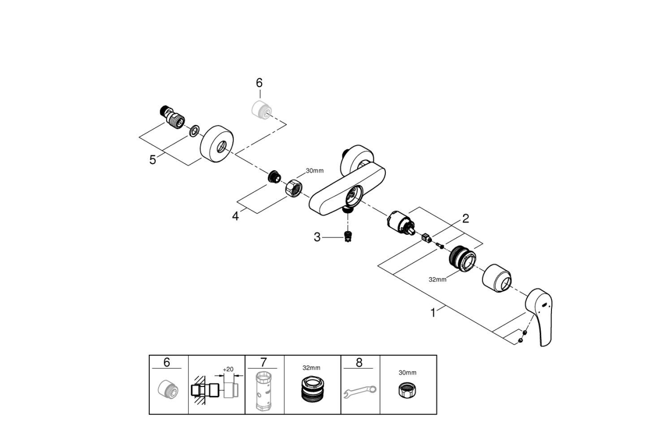 Смеситель для душа GROHE Eurosmart, хром (33555003)