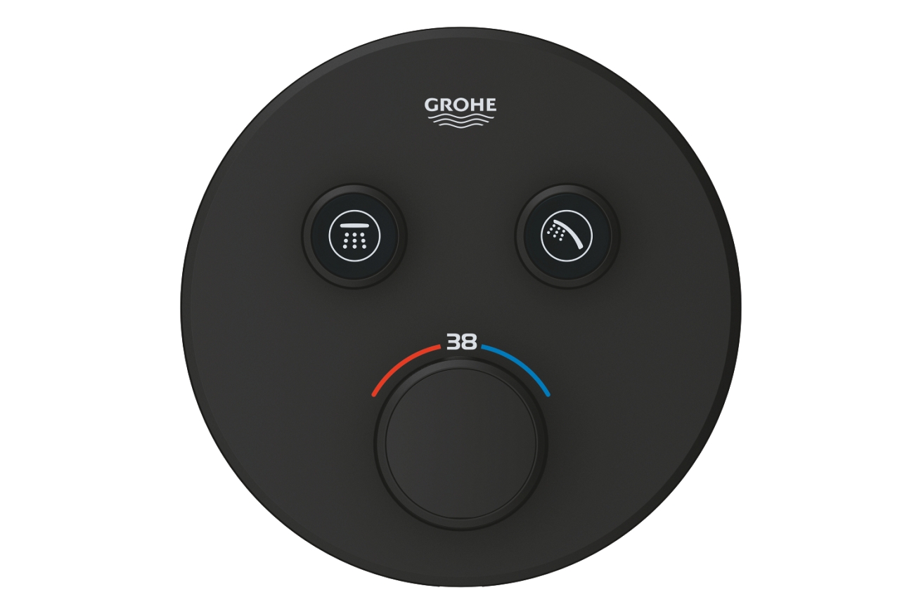 Внешняя часть термостата для ванны и душа GROHE Grohtherm SmartControl на 2 потребителя, круглая, фантомный черный (29507KF0)