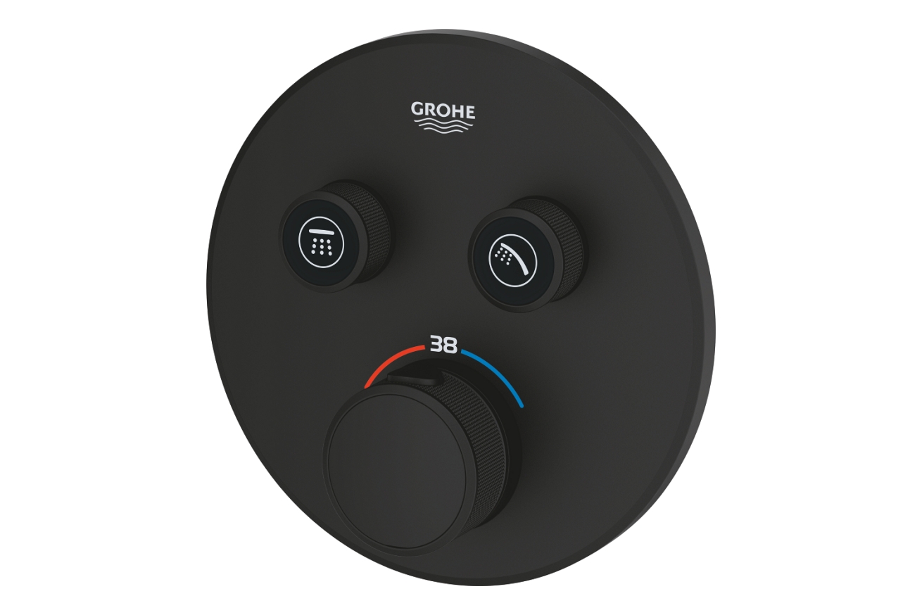 Внешняя часть термостата для ванны и душа GROHE Grohtherm SmartControl на 2 потребителя, круглая, фантомный черный (29507KF0)