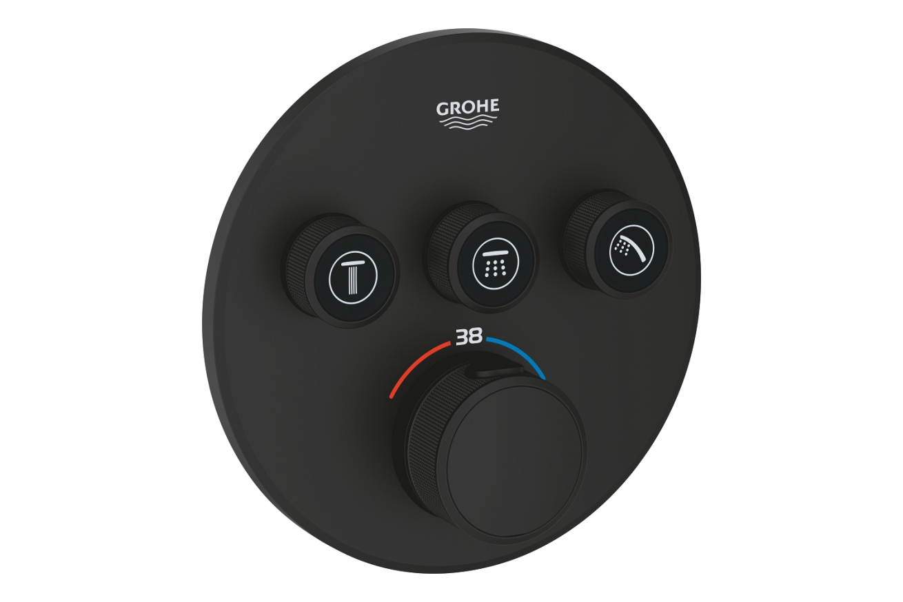 Внешняя часть термостата для ванны и душа GROHE Grohtherm SmartControl на 3 потребителя, фантомный черный (29508KF0)
