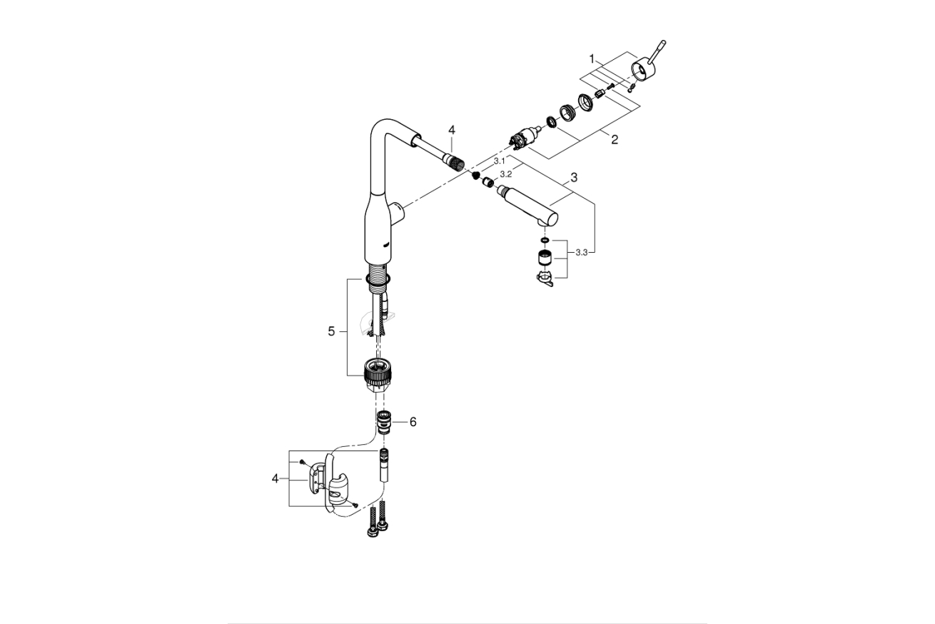 Смеситель для кухни GROHE Essence с вытяжным изливом 2jet, теплый закат матовый (30504DL0)