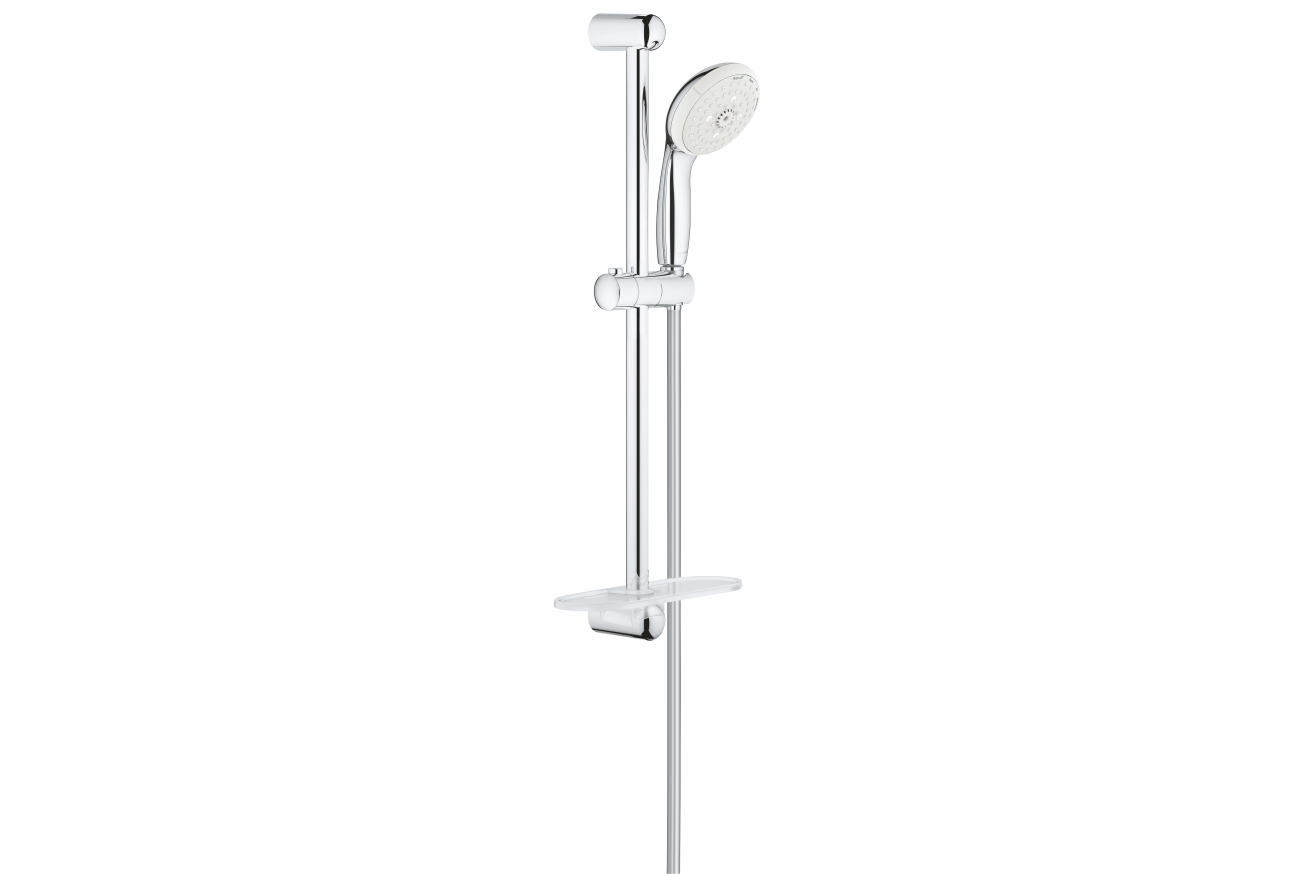 Душевой гарнитур GROHE New Tempesta 100 с мыльницей, 4 режима струи, душевая штанга 600 мм, 9,5 л/мин, хром (28436002)