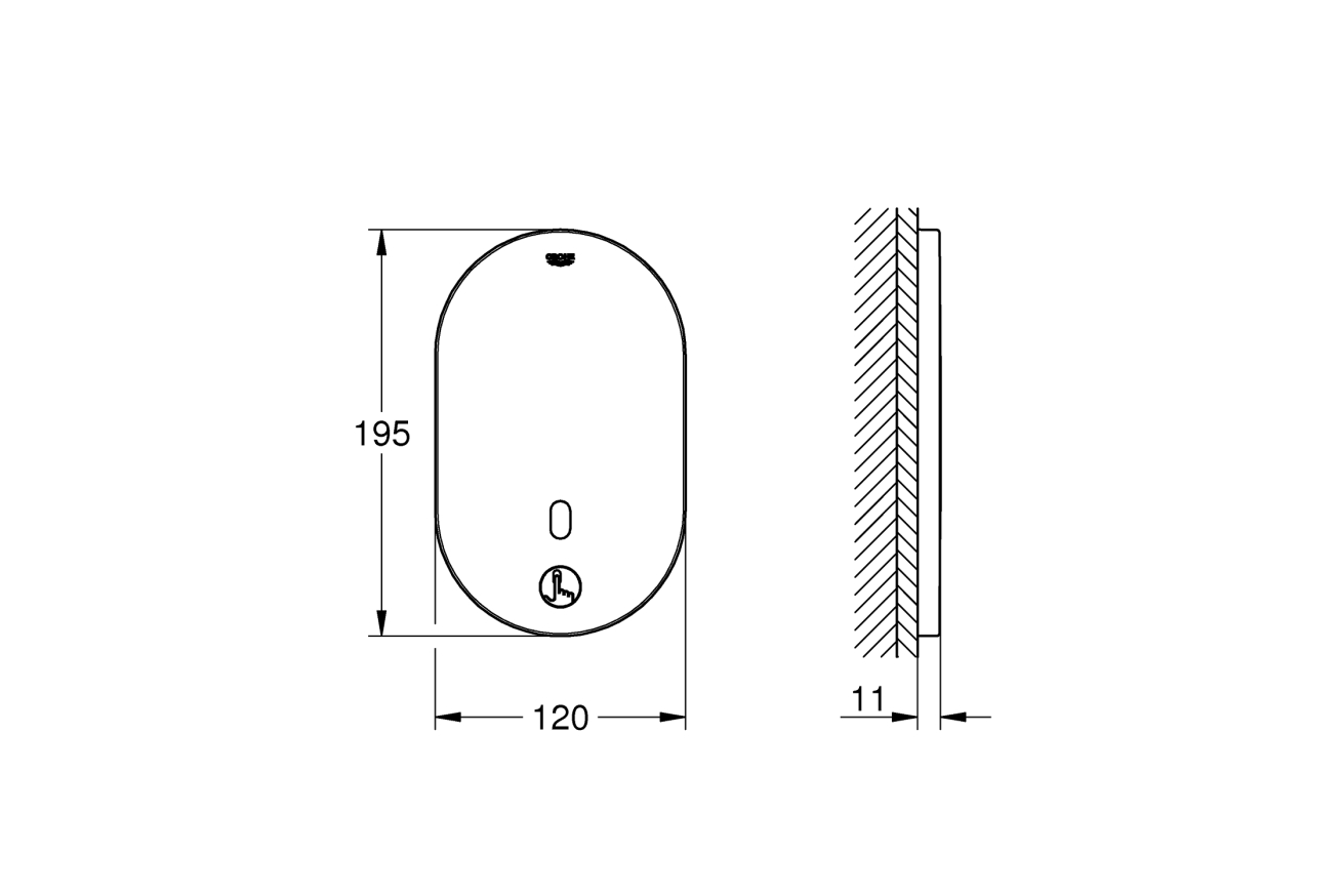 Внешняя часть термостата для душа GROHE Eurosmart Cosmopolitan E инфракрасный, хром (36463000)