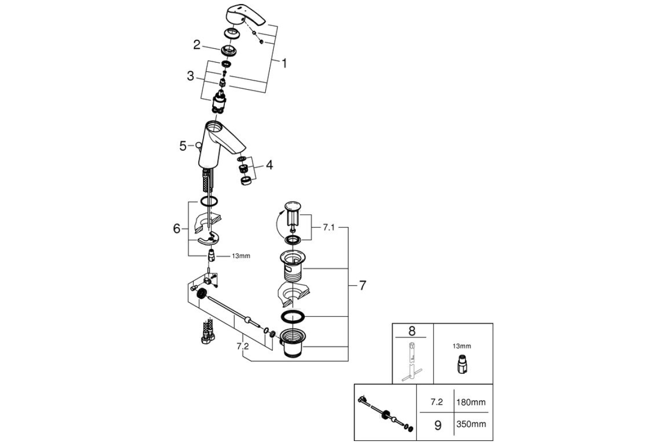 Смеситель для раковины GROHE Eurosmart, M-size, хром (2339310E)