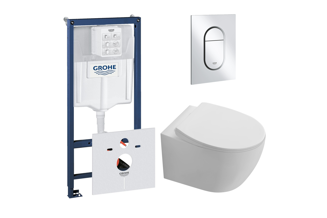 Комплект инсталляции GROHE Rapid SL NW0145/S с унитазом Aquatek СИРИУС AQ1582T-00 и сиденьем с микролифтом (NW0330)