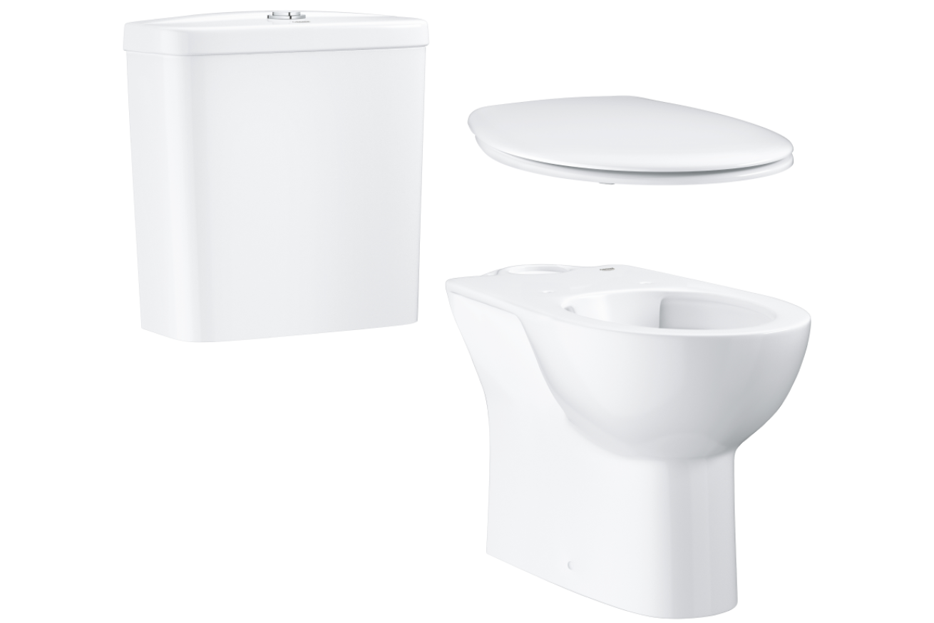 Унитаз напольный GROHE Bau Ceramic с бачком и сиденьем с микролифтом (NW0077)