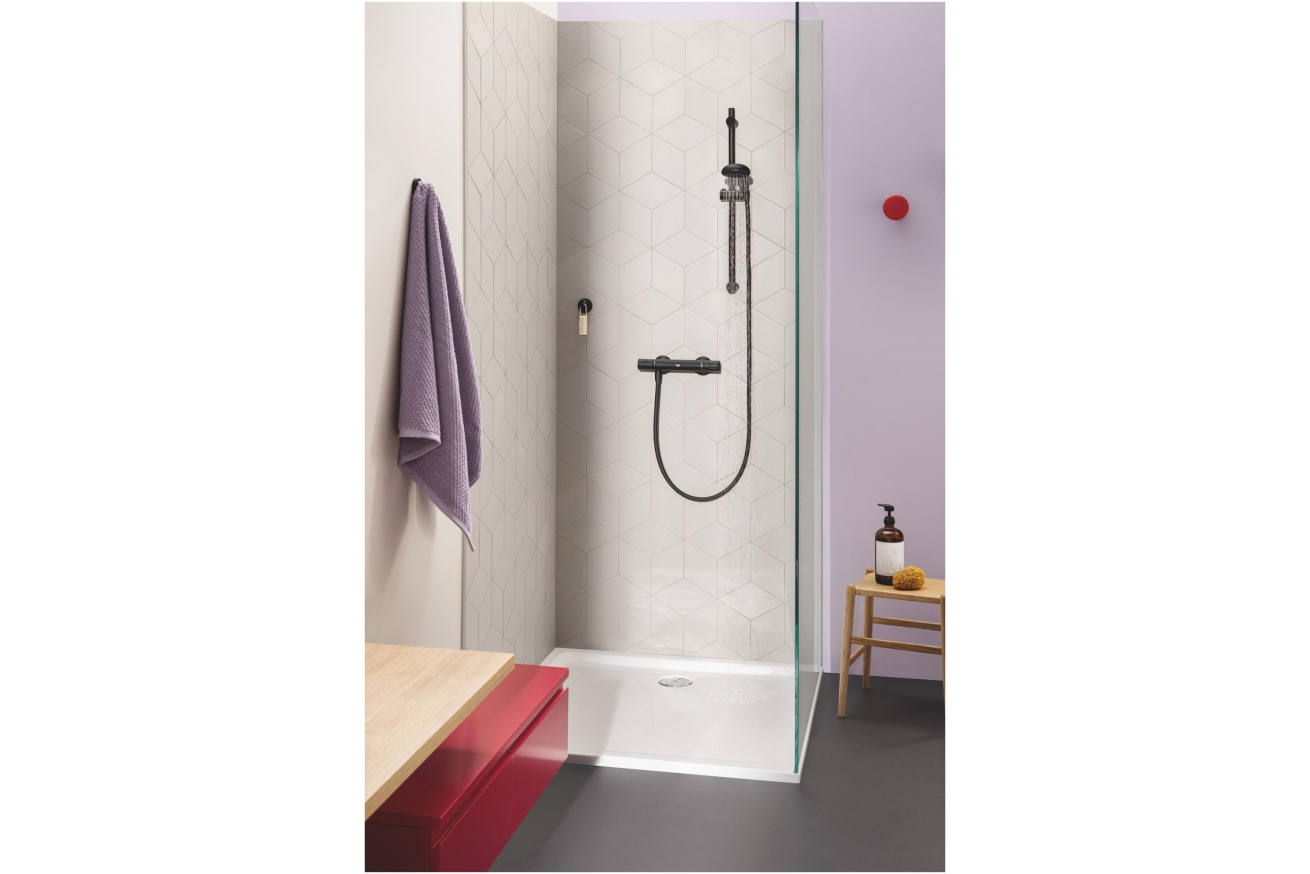 Душевой гарнитур GROHE Vitalio Start 100, 2 режима струи, душевая штанга 600 мм, 5,7 л/мин, чёрный (279482430)