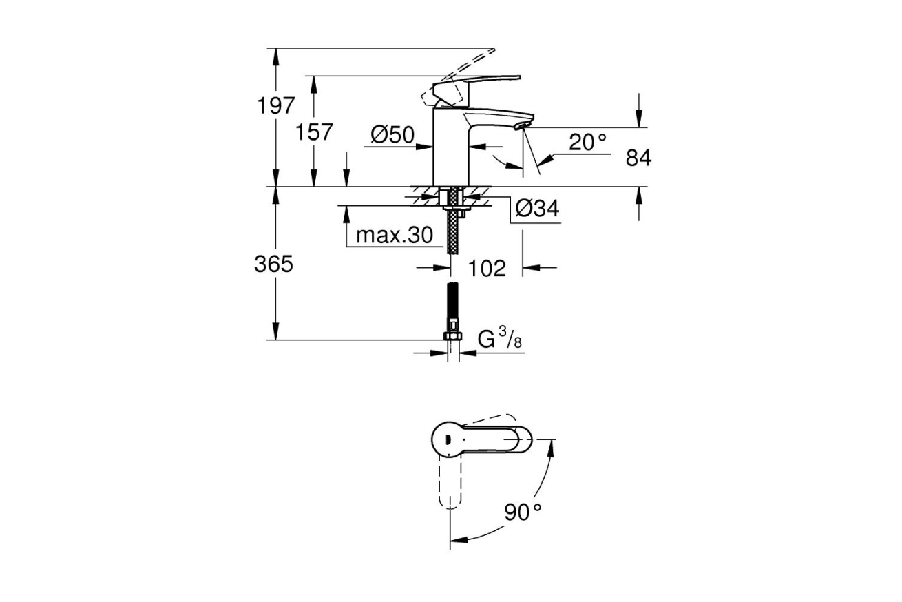 Смеситель для раковины GROHE Eurostyle Cosmopolitan, S-size, хром (2337320E)