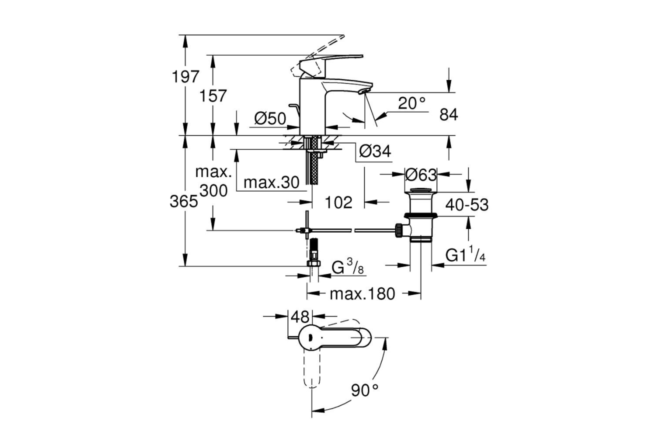 Смеситель для раковины GROHE Eurostyle Cosmopolitan, S-size, хром (2337420E)
